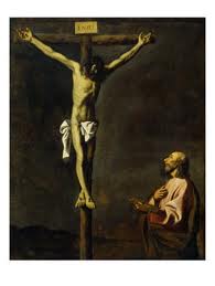 Christ en croix contemplé par Saint Luc